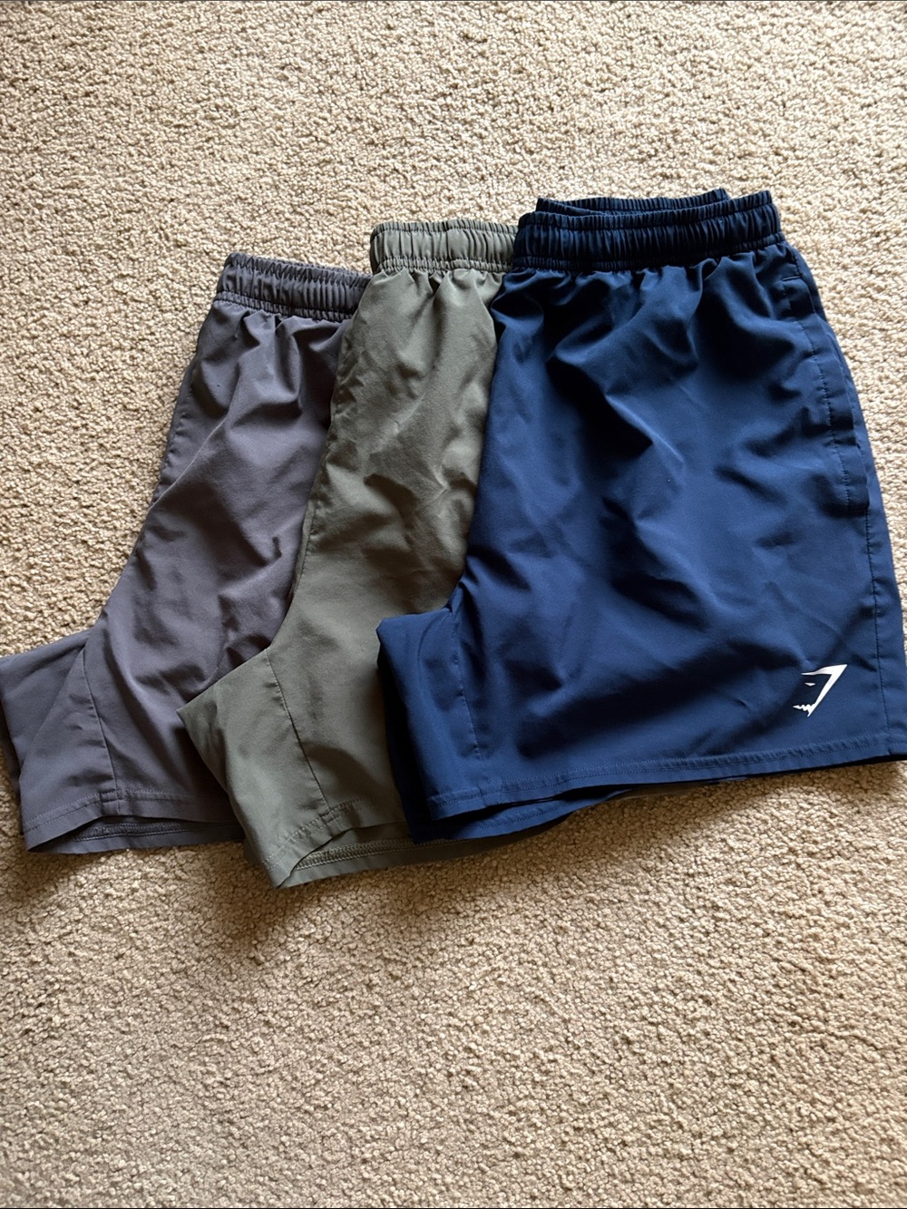 Gymshark Men's Athletic Shorts - Navy, Olive, Gray-sold together